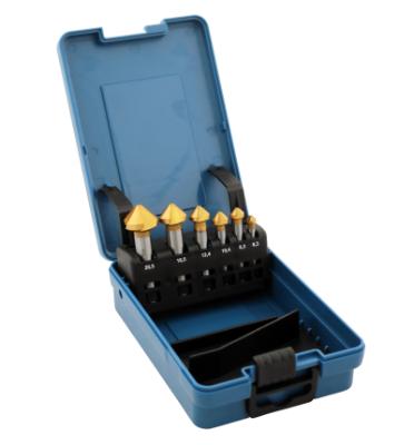 Spidsforsænker 90° i sæt HSS Ø6,3-20,5 mm 3 skærekanter DIN 335 Form C